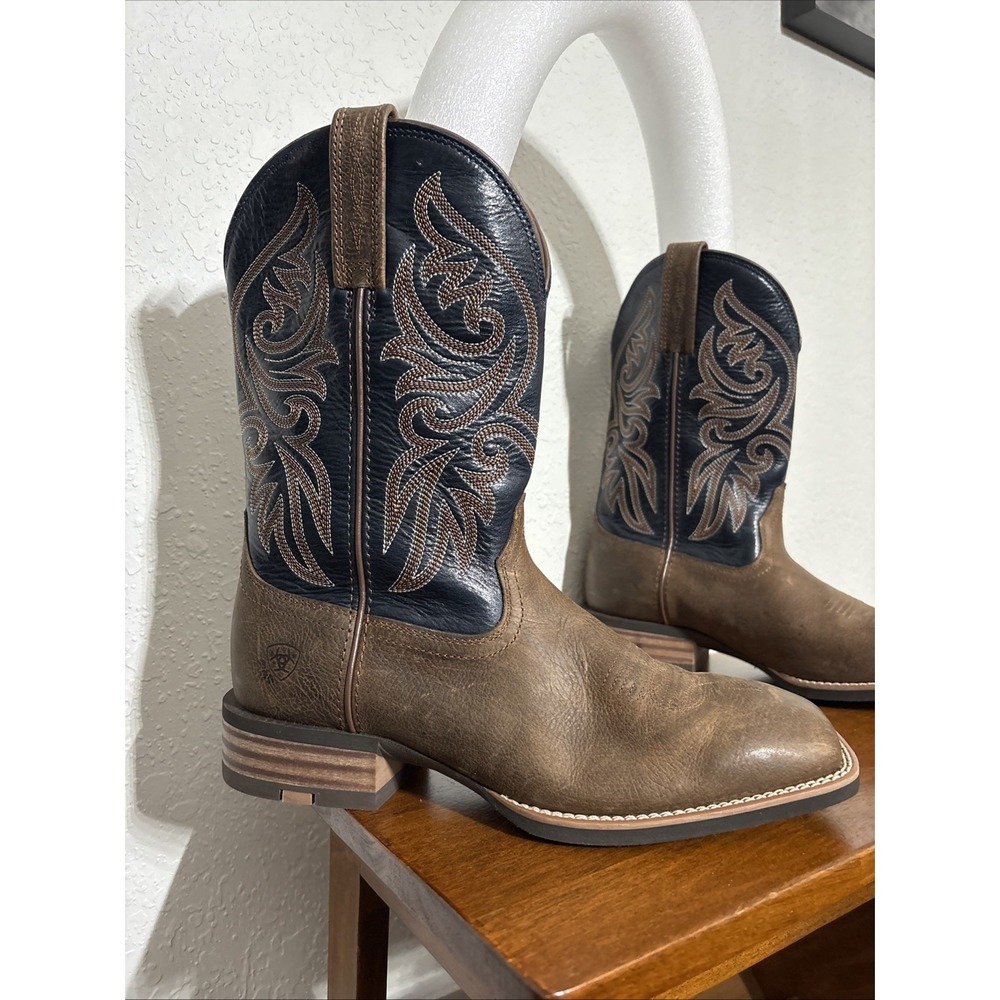 New Men's ARIAT SLINGSHOT Brow/Blue Leather 11"  Cowboy Boots  -Size 10  EE